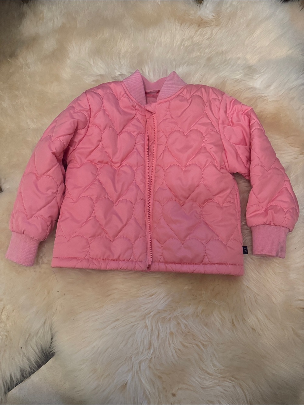 GAP Pink Quilted Heart Bomber Jacket